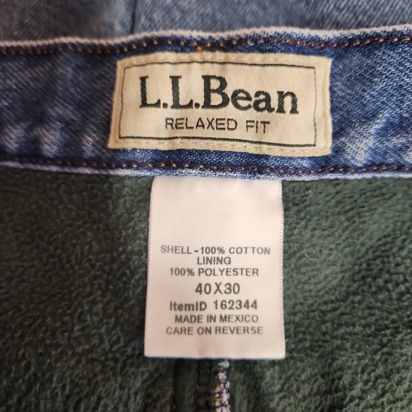 L.L Bean Fleece Lined Straight Leg Men's Jeans Denim Blue - Size 40 x 30 - Picture 4 of 4